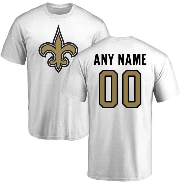 Men New Orleans Saints NFL Pro Line White Custom Name and Number Logo T-Shirt->->Sports Accessory